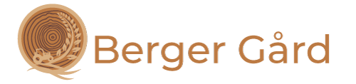 Logo med tekst Berger Gård og illustrasjon en trekubbe med åringer og et kornstrå.